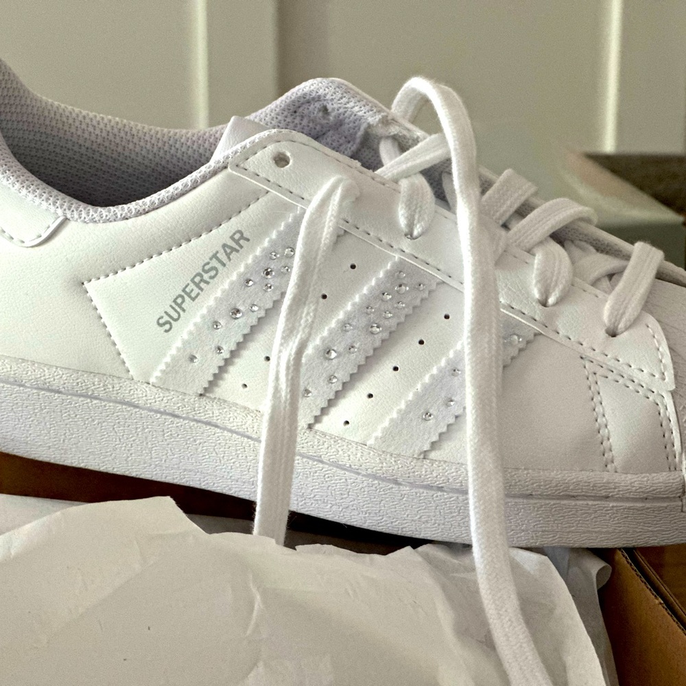 Adidas Brand New all white sparkly